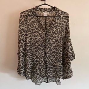 Vintage Animal Print Simon Chang Silk Blouse